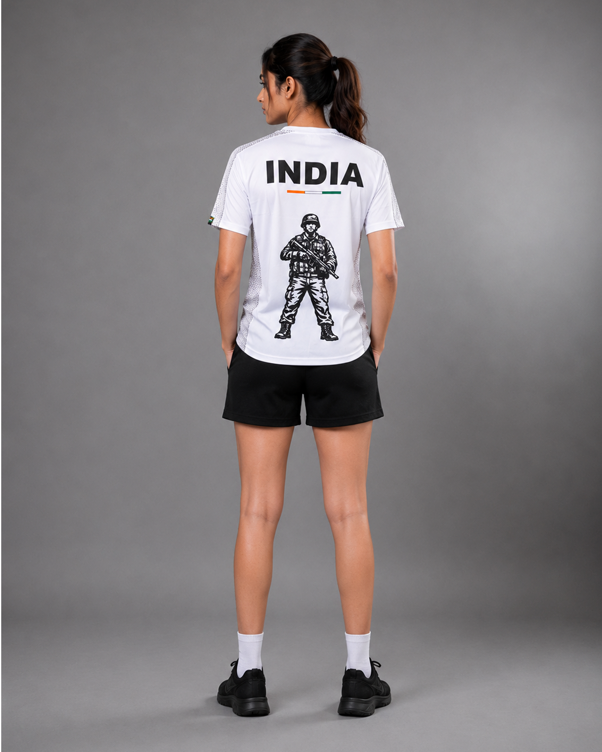 White Sena Dri-Fit Performance T-Shirt | 180 GSM | India Tricolour Edition