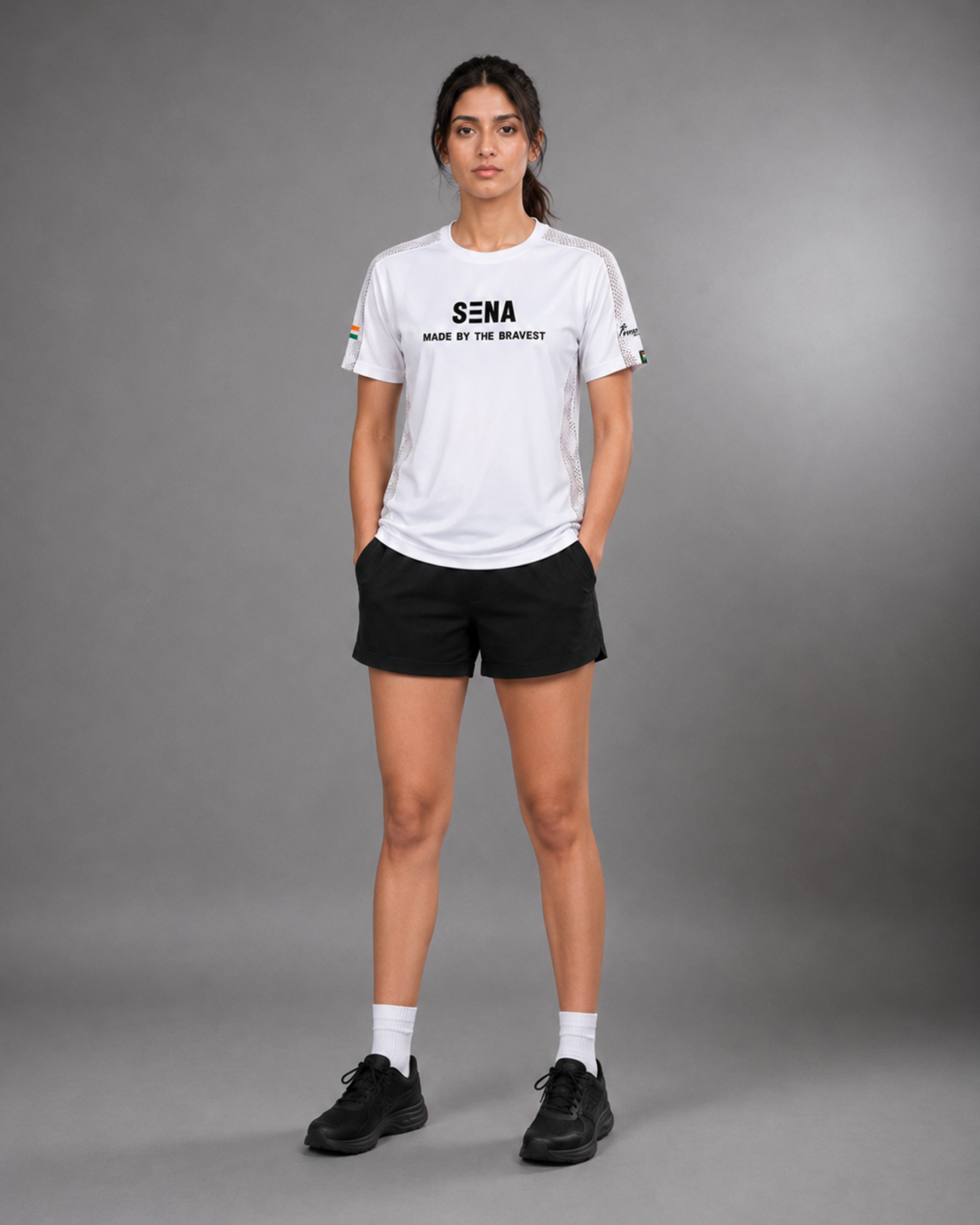 White Sena Dri-Fit Performance T-Shirt | 180 GSM | India Tricolour Edition