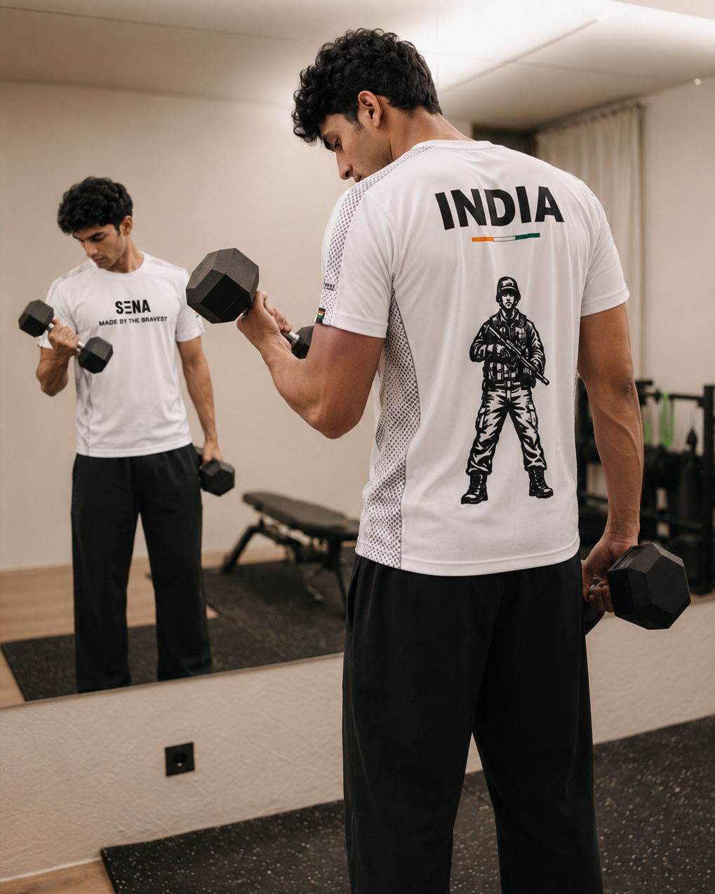 White Sena Dri-Fit Performance T-Shirt | 180 GSM | India Tricolour Edition