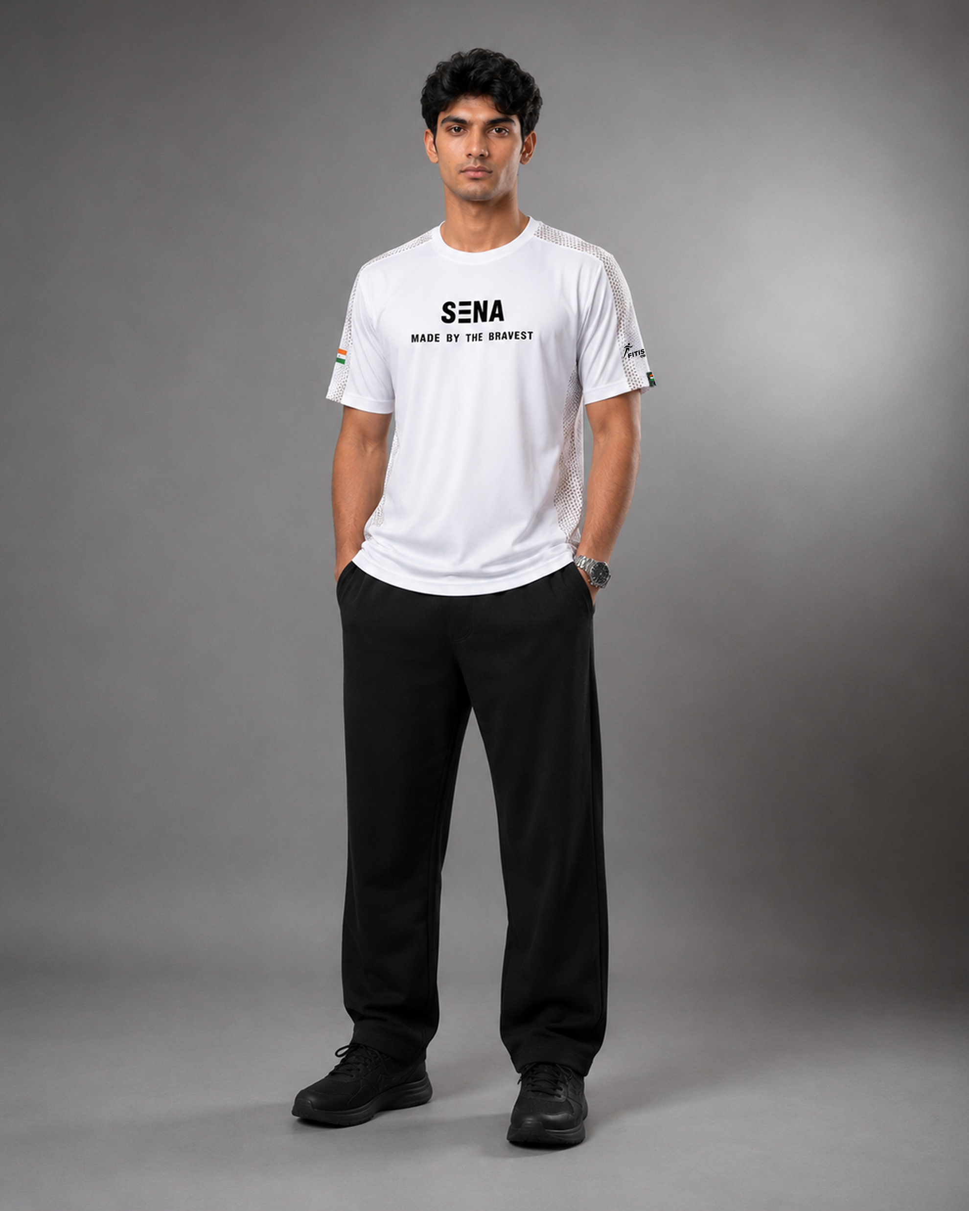 White Sena Dri-Fit Performance T-Shirt | 180 GSM | India Tricolour Edition