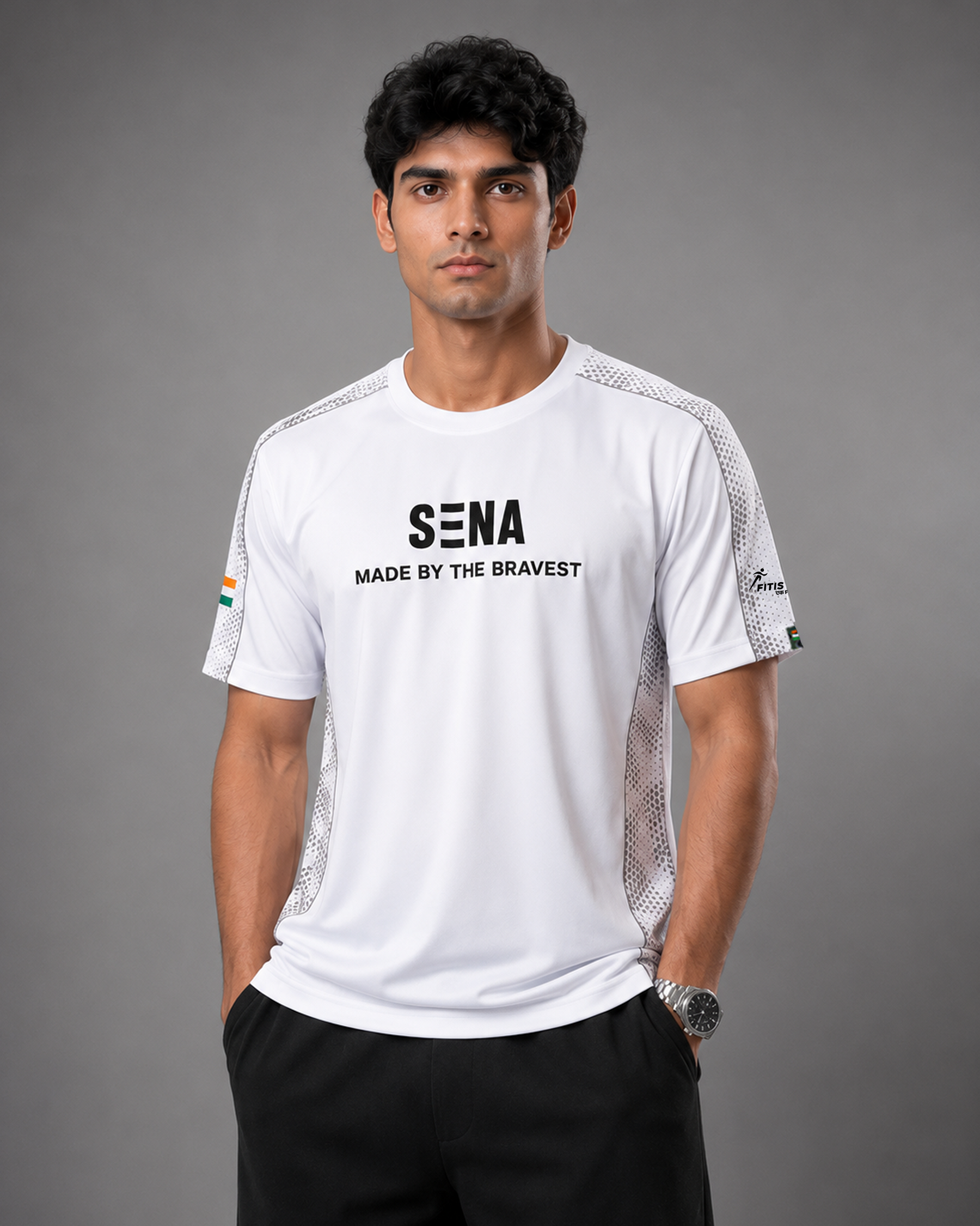 White Sena Dri-Fit Performance T-Shirt | 180 GSM | India Tricolour Edition