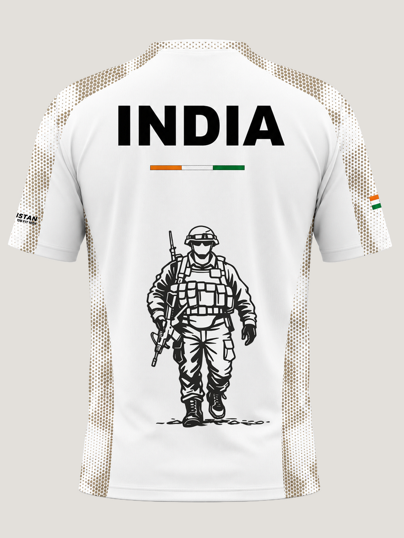 White Sena Dri-Fit Performance T-Shirt | 180 GSM | India Tricolour Edition