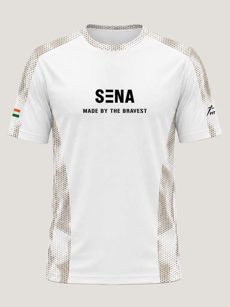 White Sena Dri-Fit Performance T-Shirt | 180 GSM | India Tricolour Edition