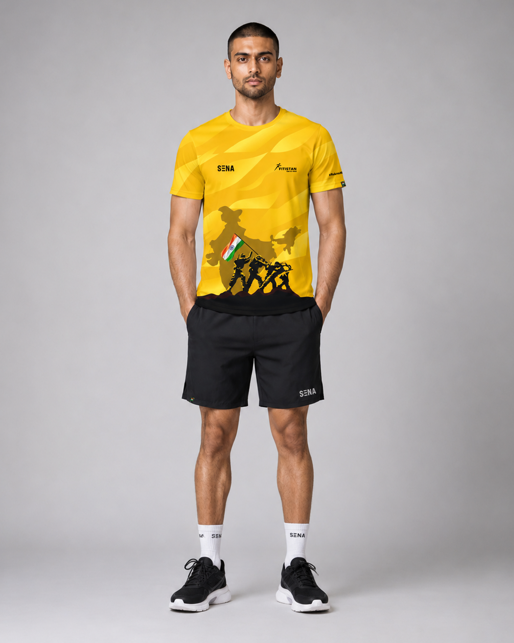 Yellow Patriotic Round Neck Unisex Dri-Fit T-Shirt | High-Performance Athleisure Tee