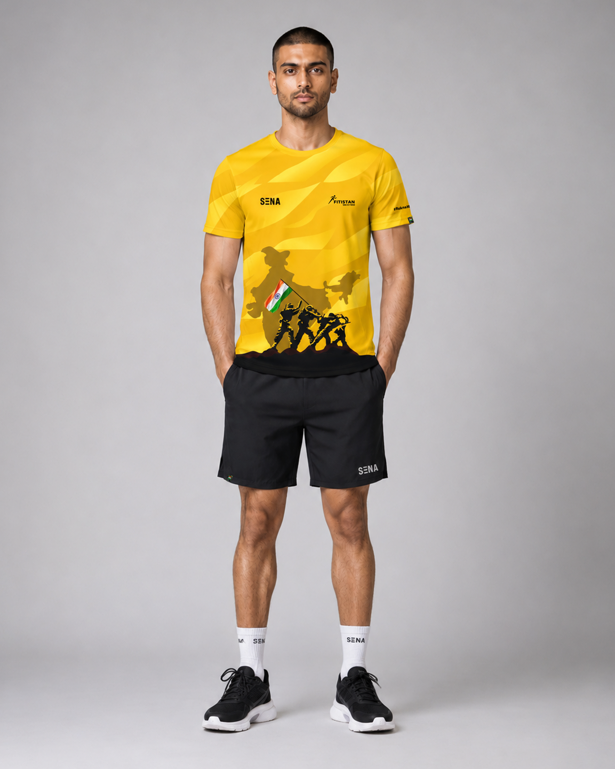 Yellow Patriotic Round Neck Unisex Dri-Fit T-Shirt | High-Performance Athleisure Tee