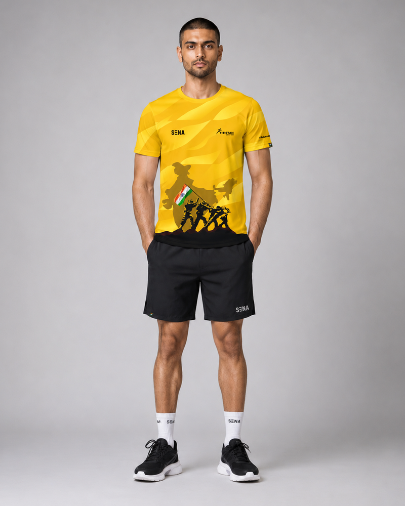 Yellow Patriotic Round Neck Unisex Dri-Fit T-Shirt | High-Performance Athleisure Tee